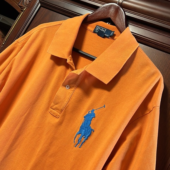 Polo Ralph Lauren Orange/Royal Blue Polo Rider & 🐎 logo size 2XLT tall Edition! - Picture 4 of 8